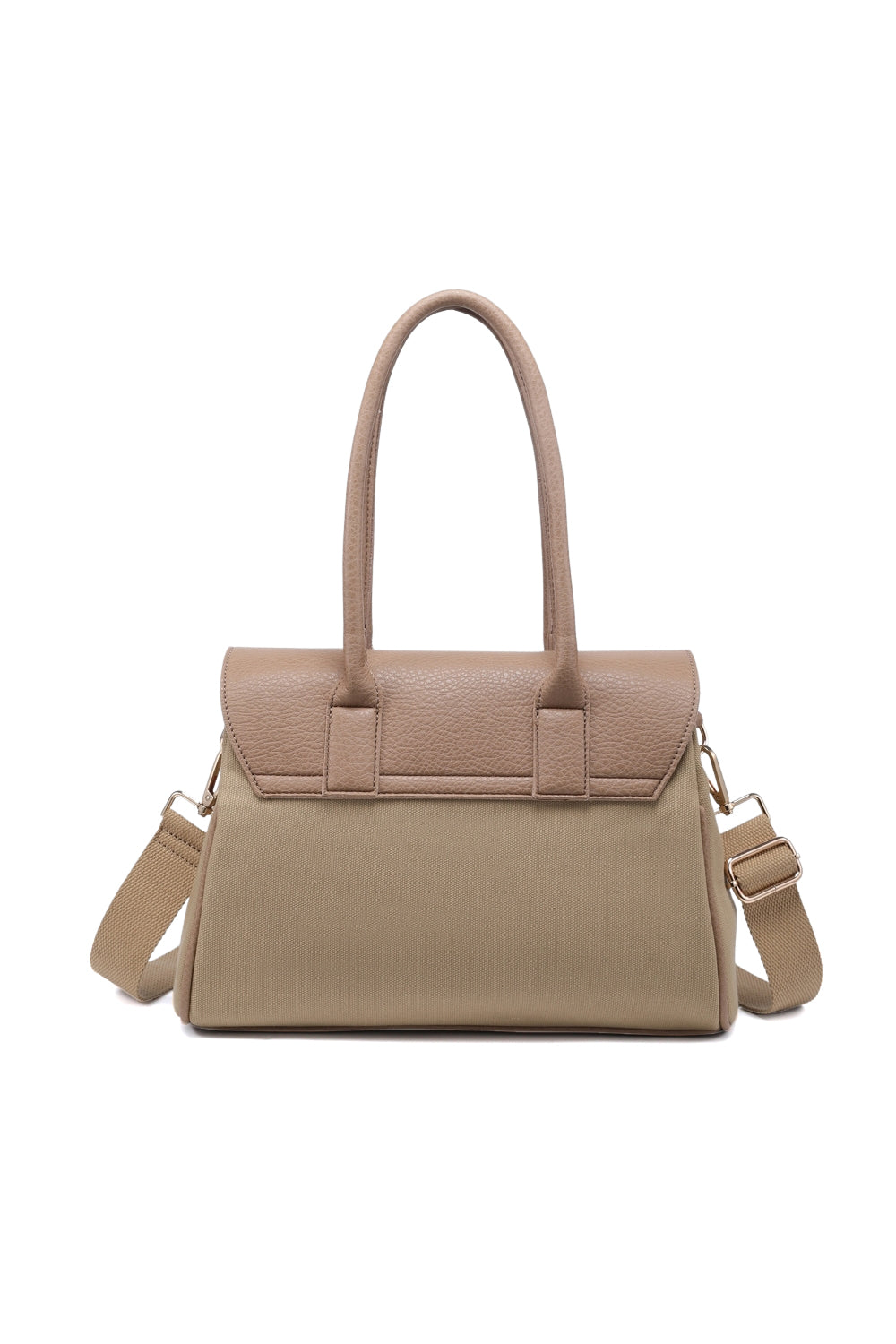 Spacious Flap Twist Lock Crossbody Shoulder Bag with 3 Compartments