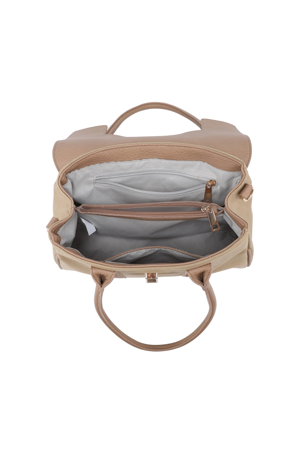 Spacious Flap Twist Lock Crossbody Shoulder Bag with 3 Compartments