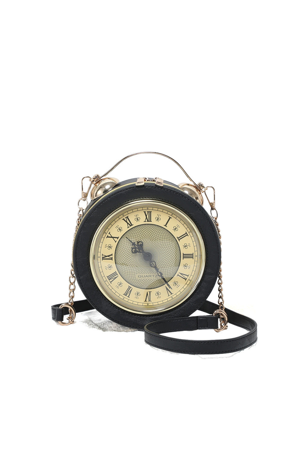 Vintage Clock-Inspired Crossbody Bag with Chain Strap