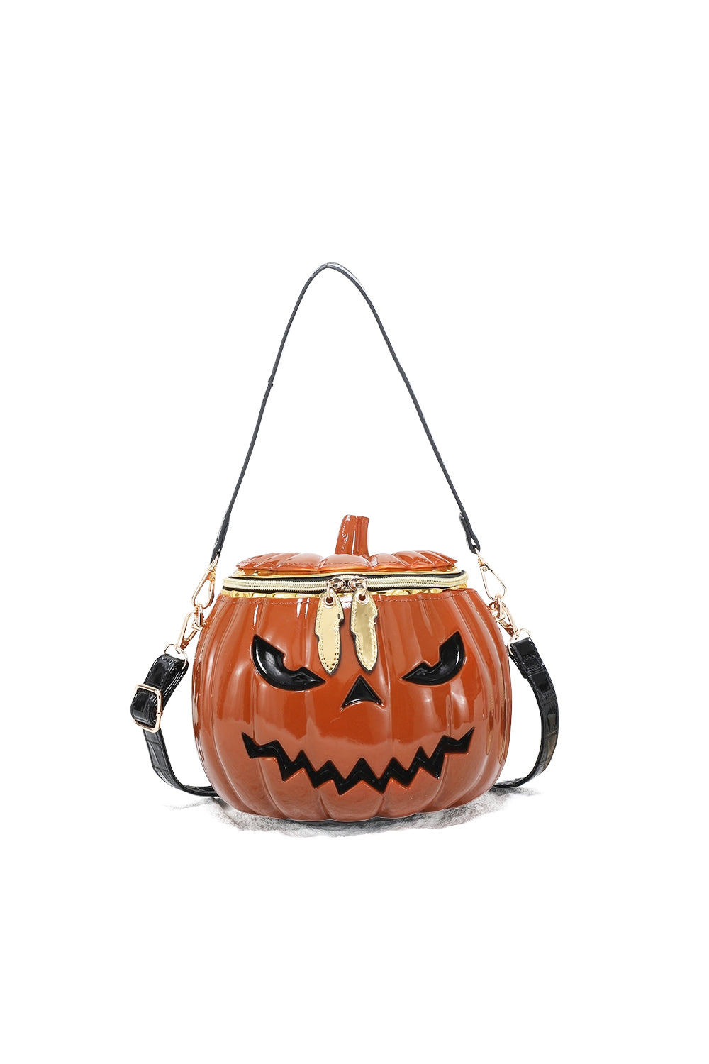 Pumpkin Face Handbag with Zip Closure and Shoulder Strap