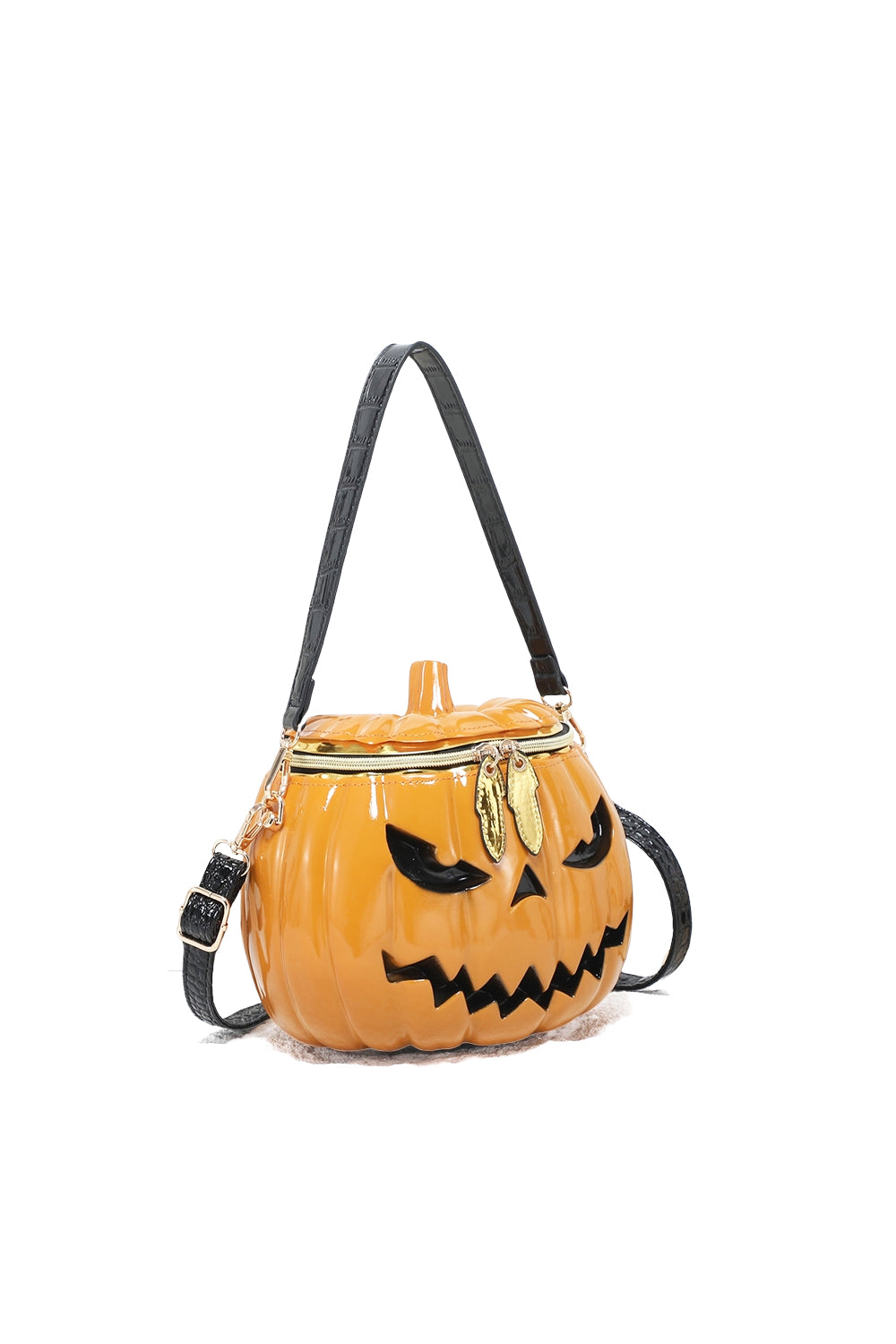 Pumpkin Face Handbag with Zip Closure and Shoulder Strap