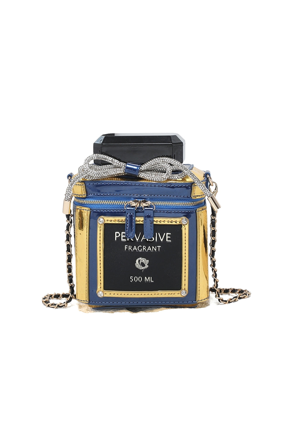 Perfume Bottle Crossbody Bag with Chain Strap & Zip Top
