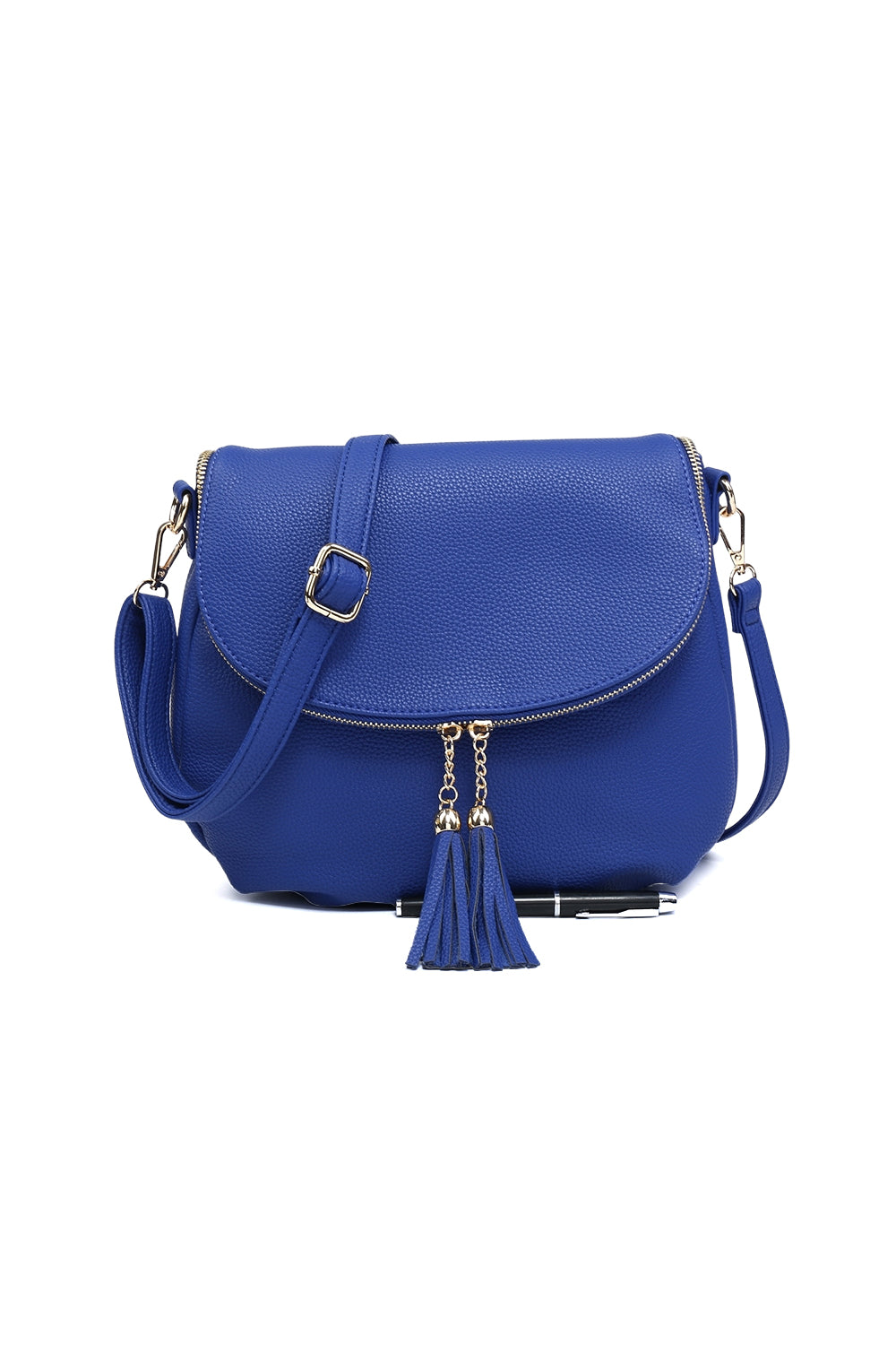 Tassel Flap Shoulder Bag with Adjustable Strap and Inner Pocket