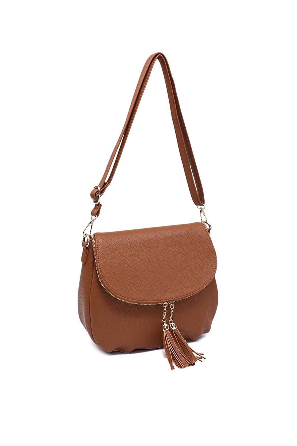 Tassel Flap Shoulder Bag with Adjustable Strap and Inner Pocket