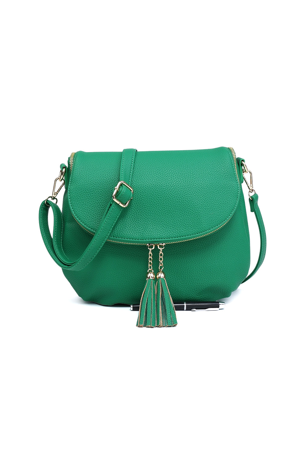 Tassel Flap Shoulder Bag with Adjustable Strap and Inner Pocket