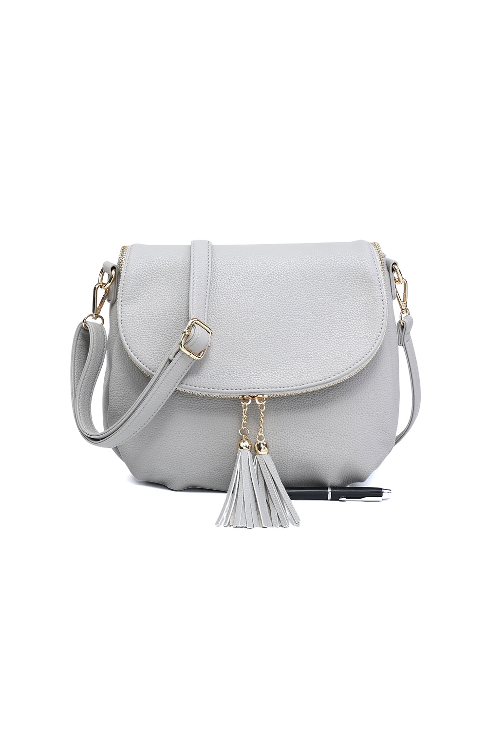 Tassel Flap Shoulder Bag with Adjustable Strap and Inner Pocket