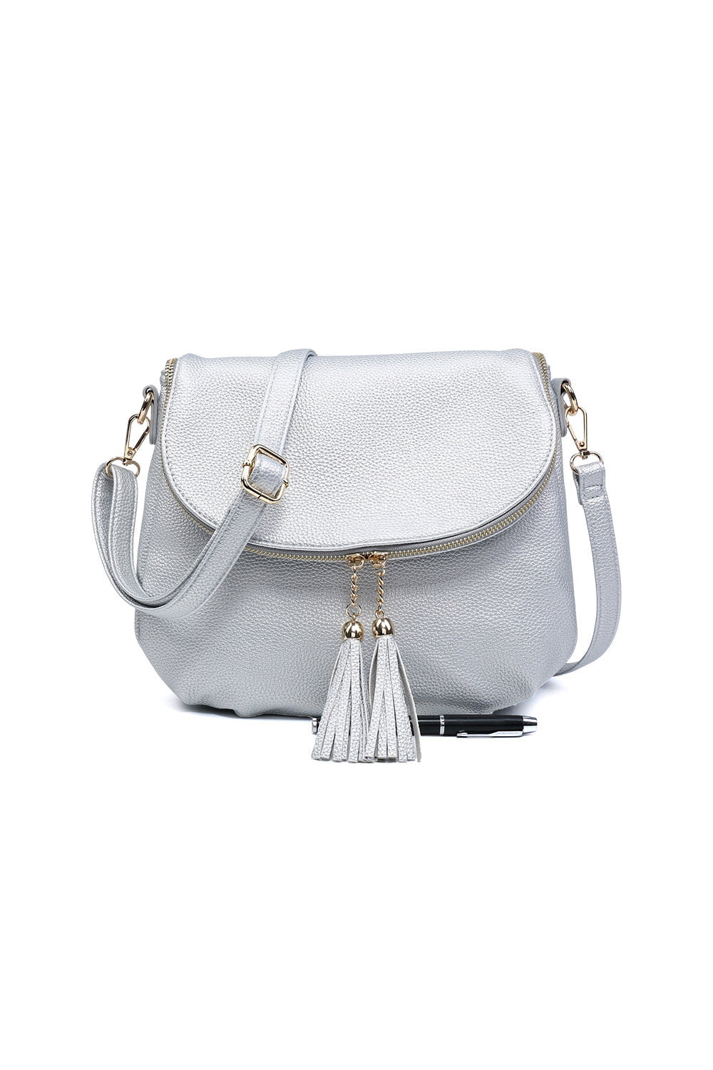 Tassel Flap Shoulder Bag with Adjustable Strap and Inner Pocket