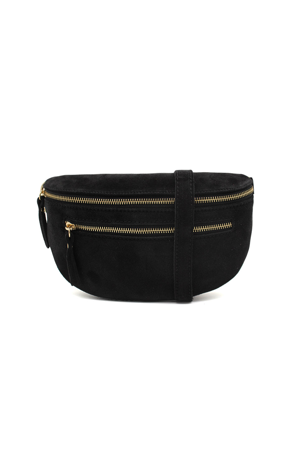 Genuine Italian Suede Sling Crossbody Bag with Dual Zipper Compartments