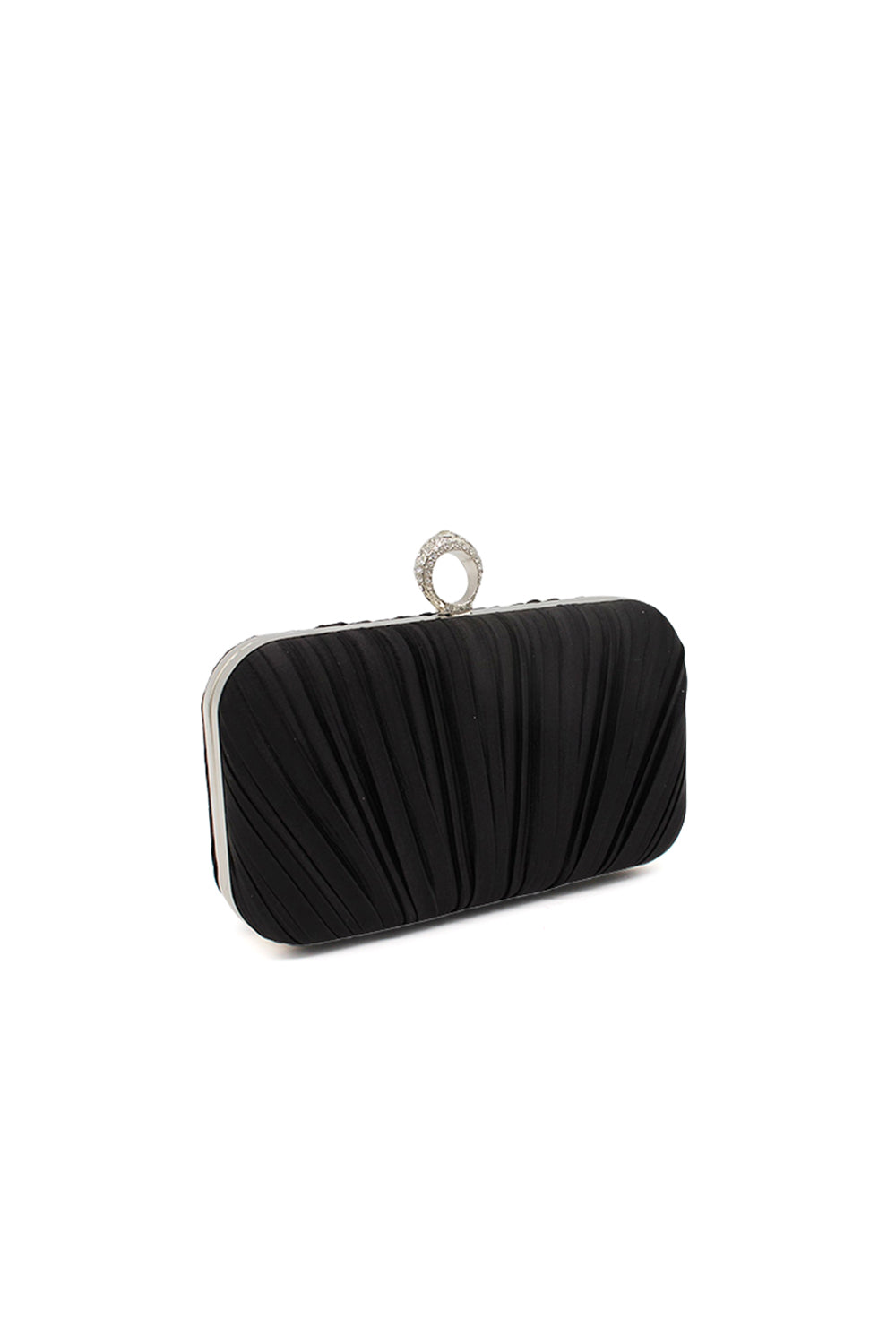 Elegant Pleated Evening Clutch Bag with Ring Handle