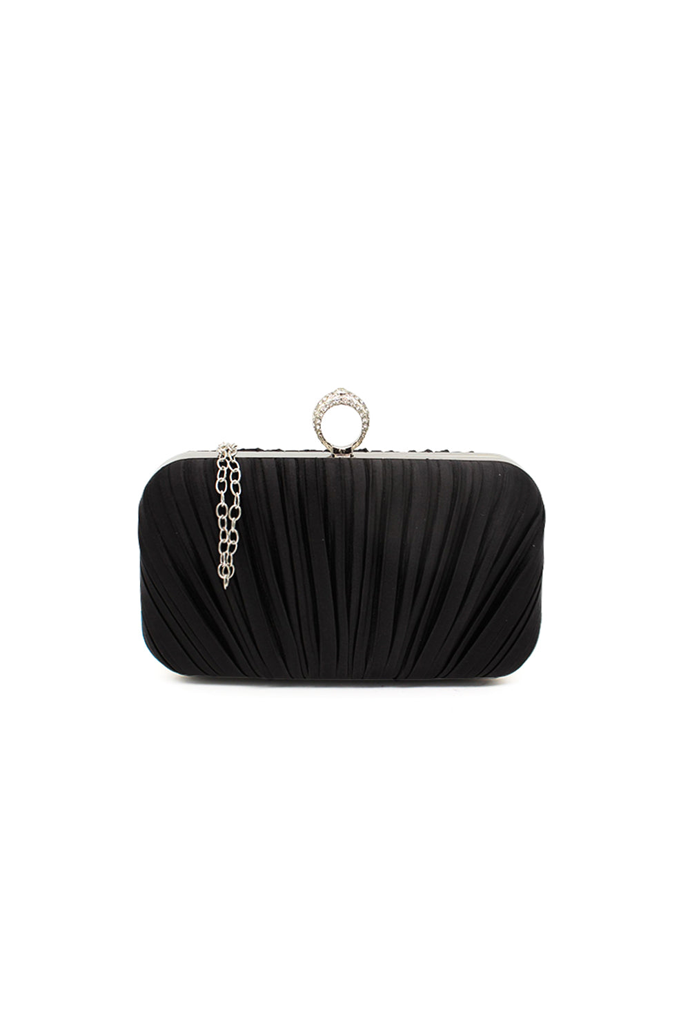 Elegant Pleated Evening Clutch Bag with Ring Handle