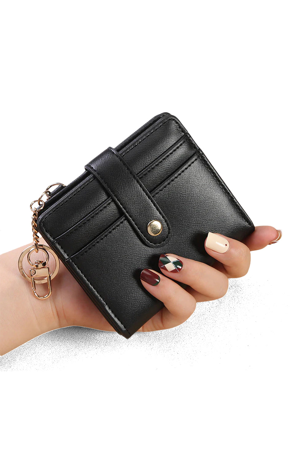 Compact Bifold Wallet with Card Slots and Snap Closure