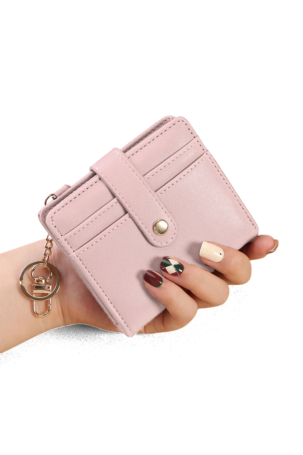 Compact Bifold Wallet with Card Slots and Snap Closure