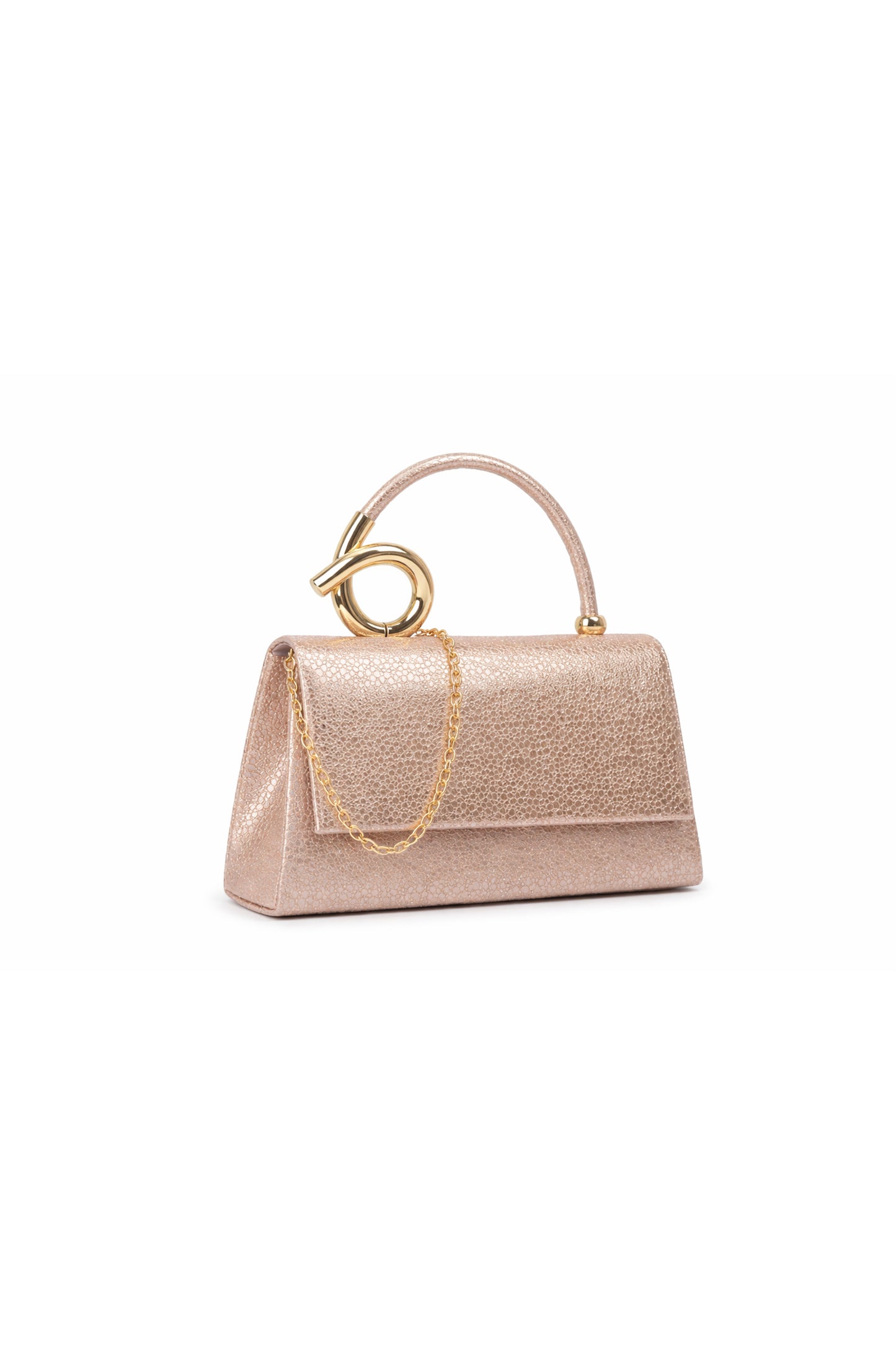 Stylish Top Handle Clutch Bag with Flap and Chain Strap
