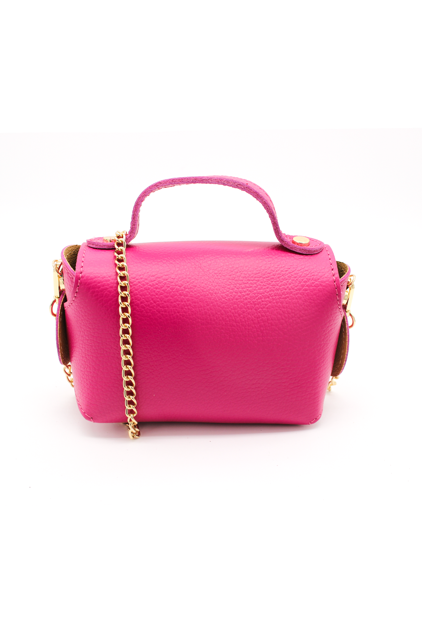 Genuine Italian Leather Crossbody Bag with Chain Strap and Twist Lock Closure