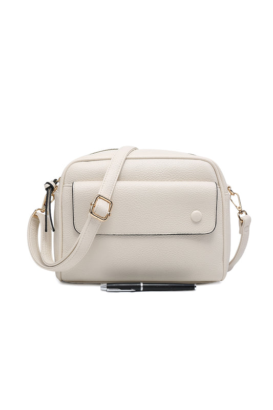 Crossbody Shoulder Bag with Front Flap Button Pocket