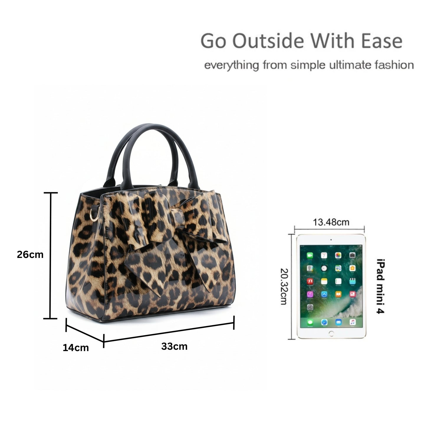 Leopard Print Bow Handbag with Spacious Compartments