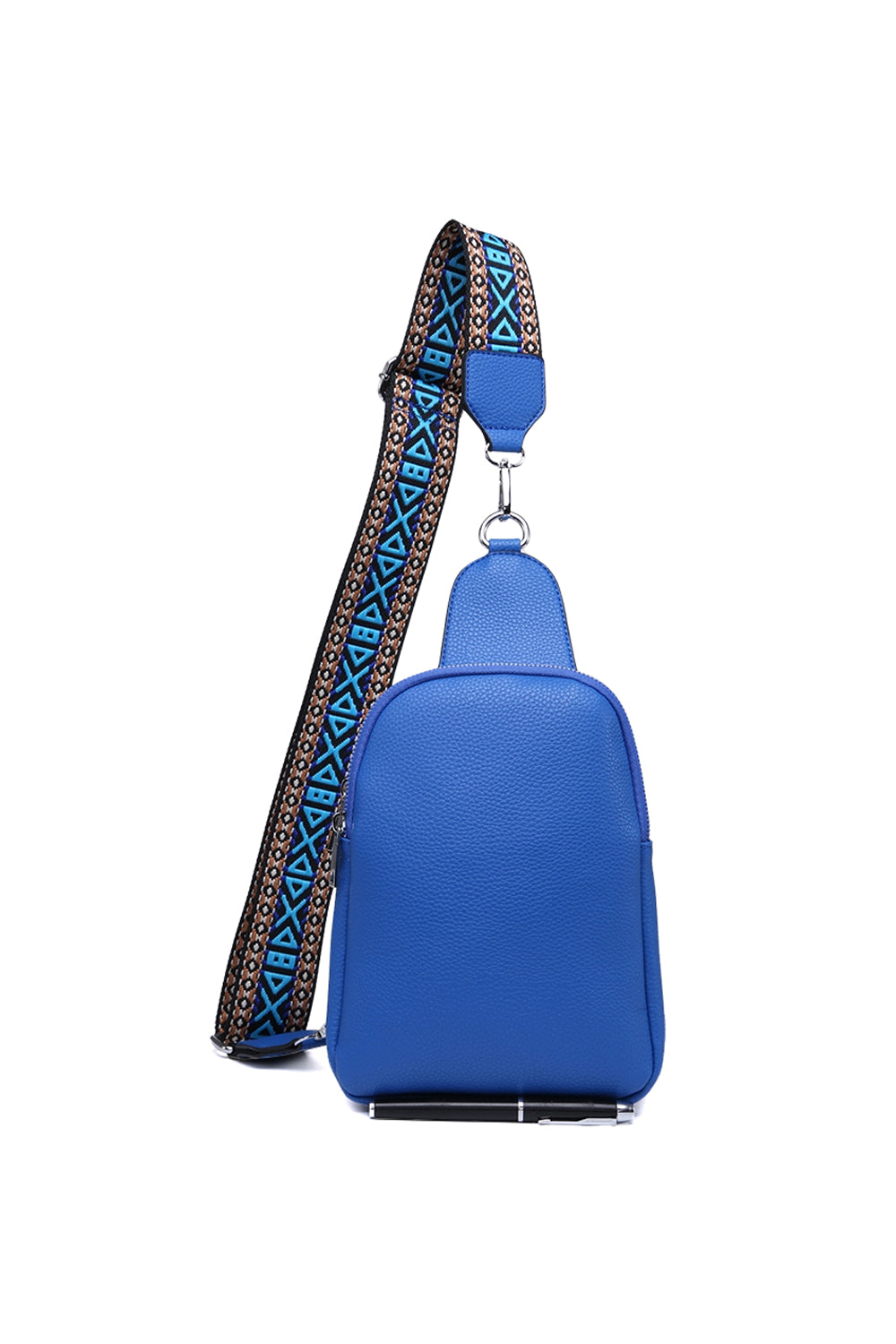 Stylish Sling Bag with Double Zipper Compartments & Wide Pattern Strap