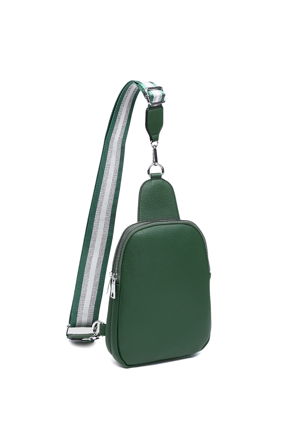 Stylish Sling Bag with Double Zipper Compartments & Wide Pattern Strap