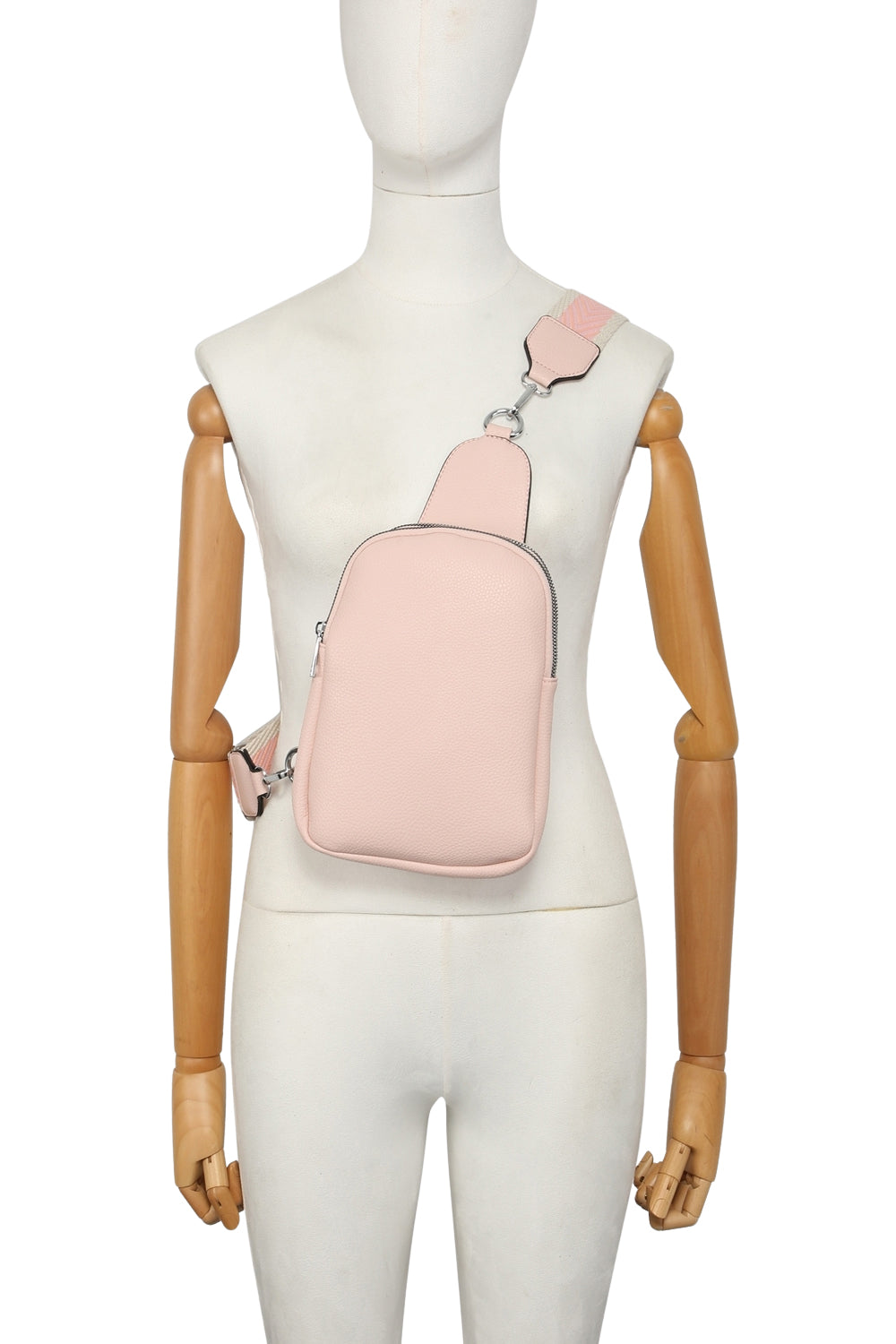 Stylish Sling Bag with Double Zipper Compartments & Wide Pattern Strap