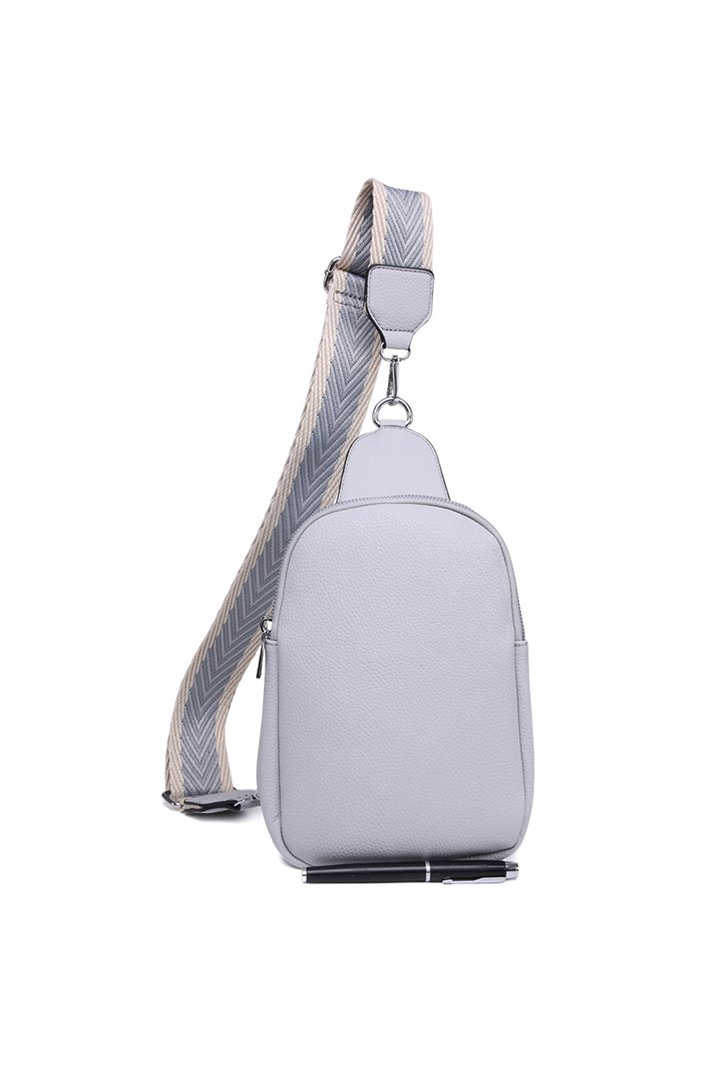 Stylish Sling Bag with Double Zipper Compartments & Wide Pattern Strap