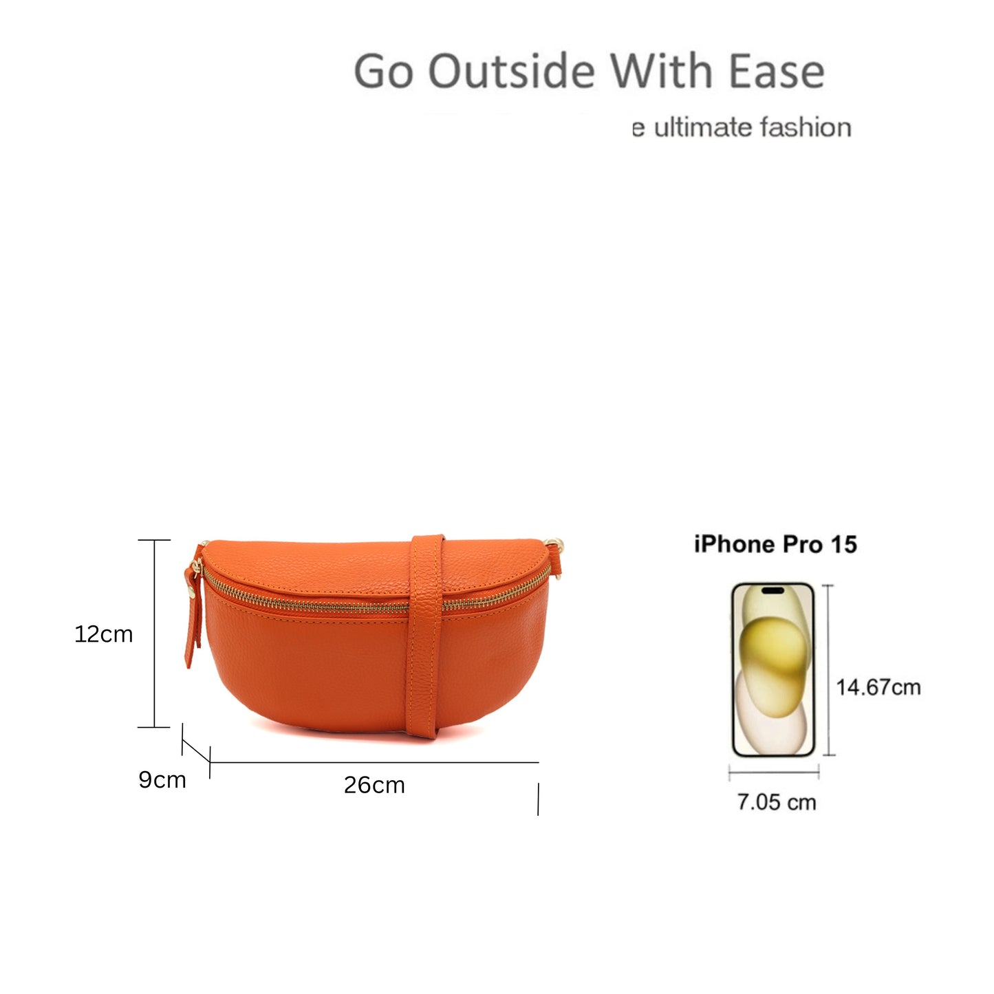 Minimalist Genuine Leather Sling Crossbody Bag with Zippered Closure