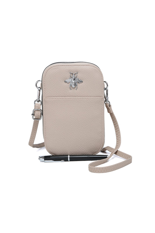 Compact Crossbody Bag with Bee Design and Card Slots