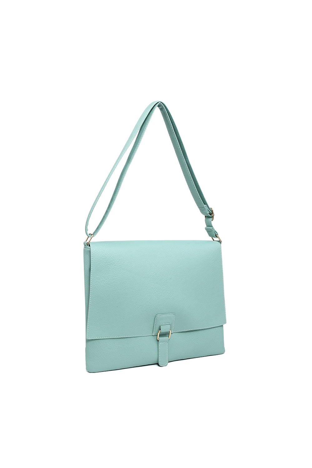 Structured Buckle Crossbody Bag with Adjustable Strap