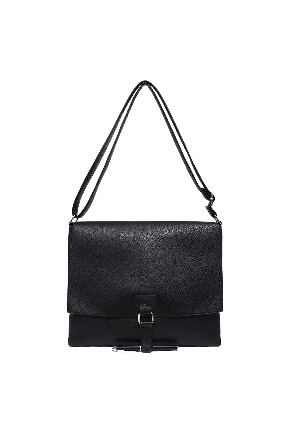 Structured Buckle Crossbody Bag with Adjustable Strap