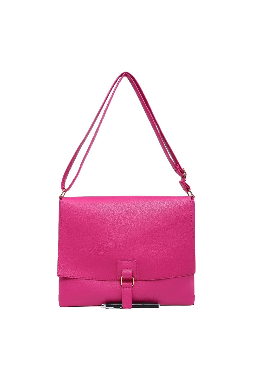 Structured Buckle Crossbody Bag with Adjustable Strap