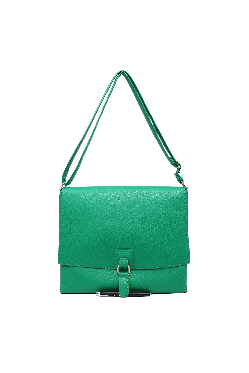 Structured Buckle Crossbody Bag with Adjustable Strap