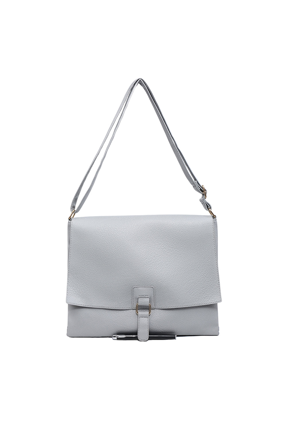 Structured Buckle Crossbody Bag with Adjustable Strap