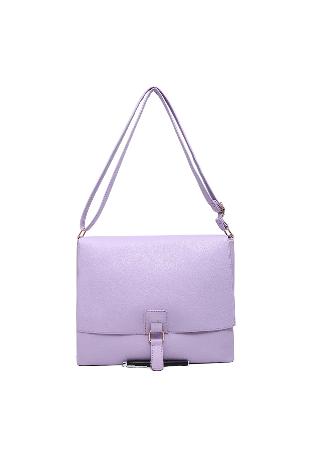 Structured Buckle Crossbody Bag with Adjustable Strap