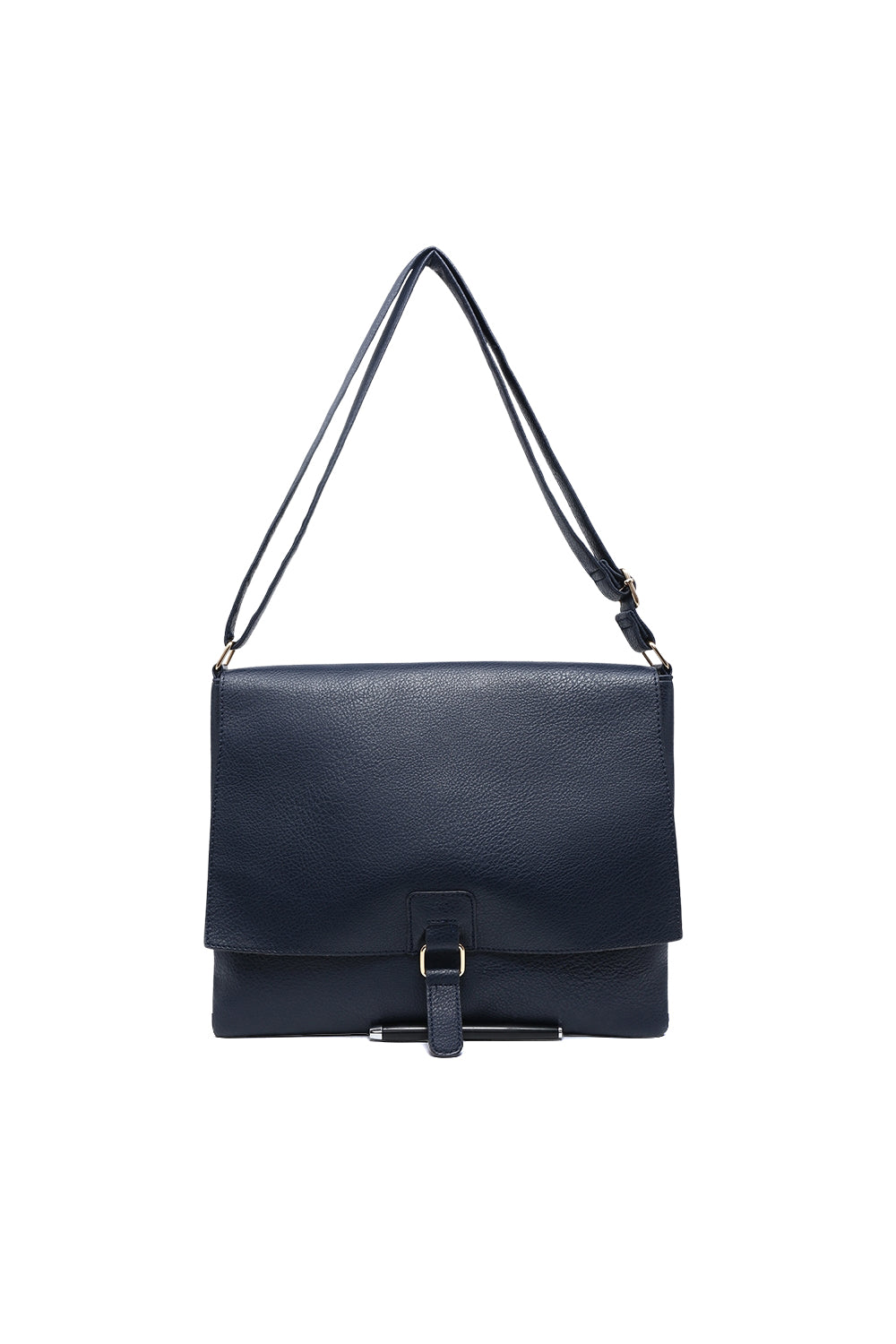 Structured Buckle Crossbody Bag with Adjustable Strap