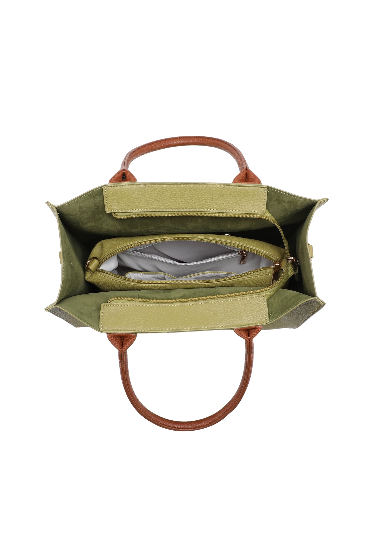 Structured Tote Handbag with Top Handle and Inner Pouch