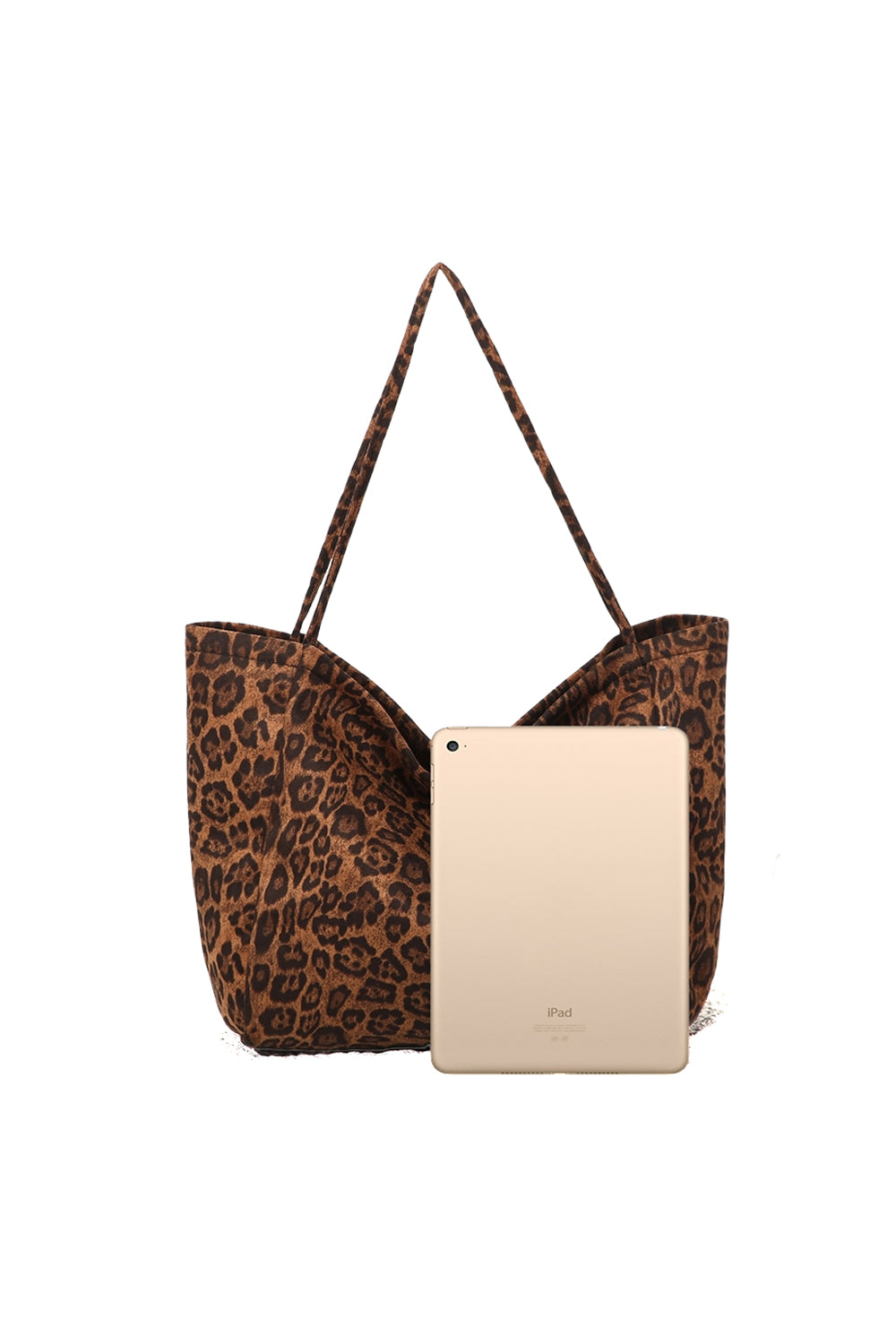 Large Capacity Tote Bag with Leopard Print Shoulder Straps