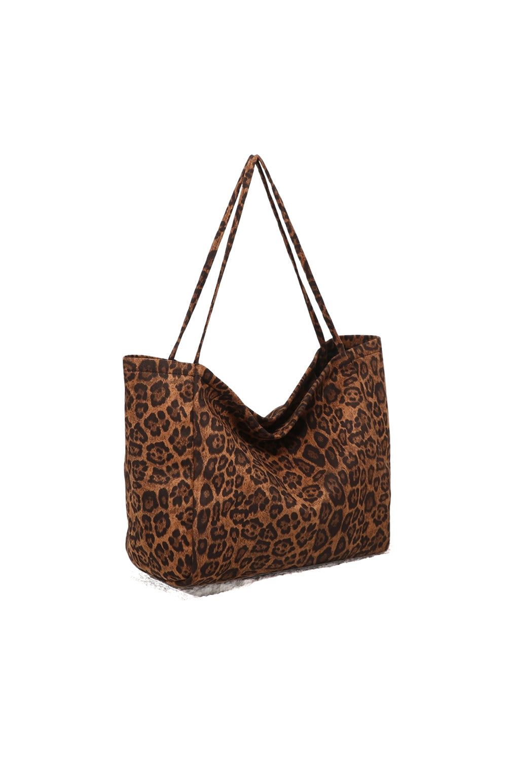 Large Capacity Tote Bag with Leopard Print Shoulder Straps