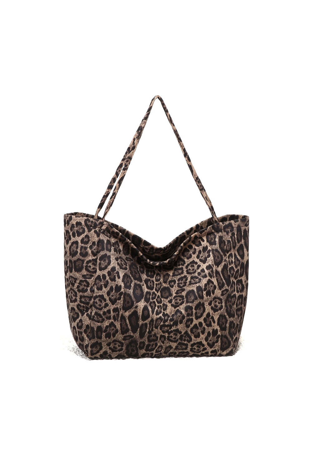 Large Capacity Tote Bag with Leopard Print Shoulder Straps