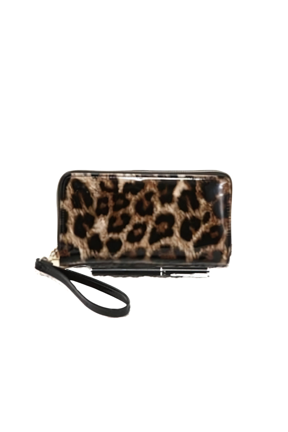 Leopard Print Wristlet Wallet with Zipper Closure