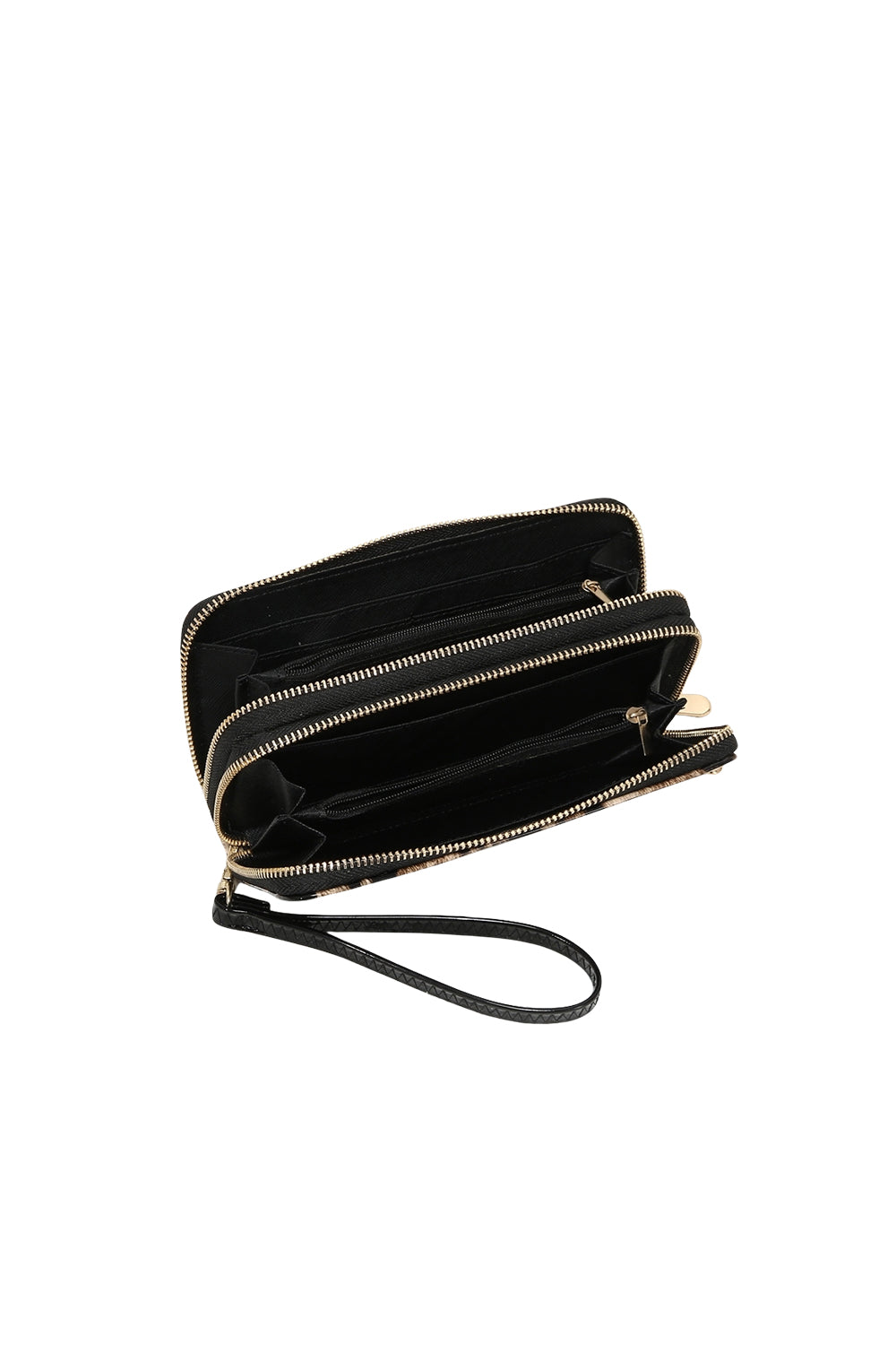Leopard Print Wristlet Wallet with Zipper Closure