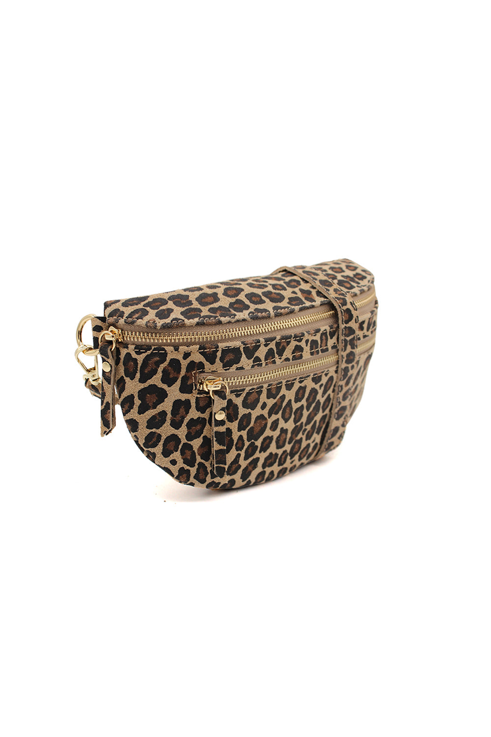 Genuine Italian Suede Sling Crossbody Bag with Dual Zipper Compartments