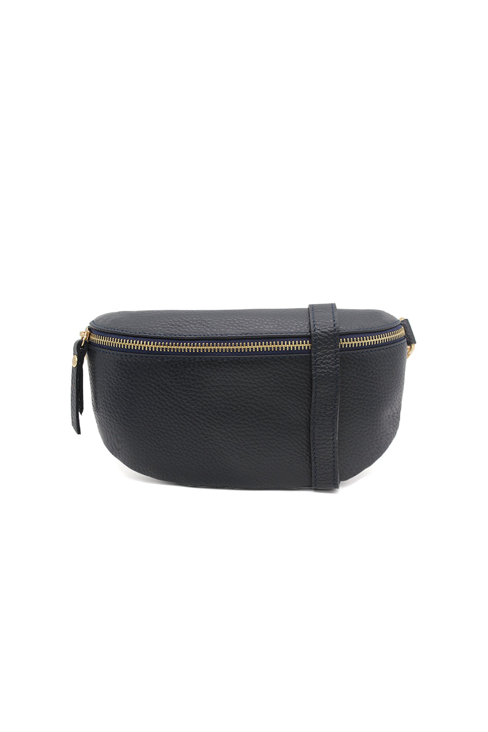 Minimalist Genuine Leather Sling Crossbody Bag with Zippered Closure