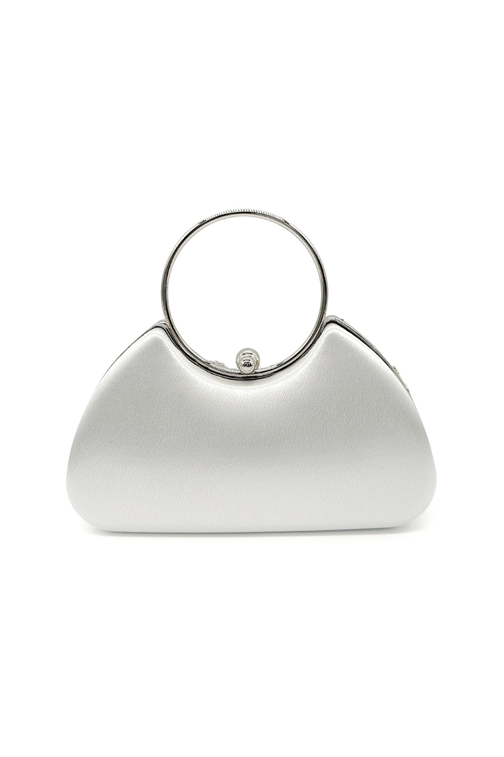 Floral Embellished Clutch Purse with Beading and Chic Round Handle