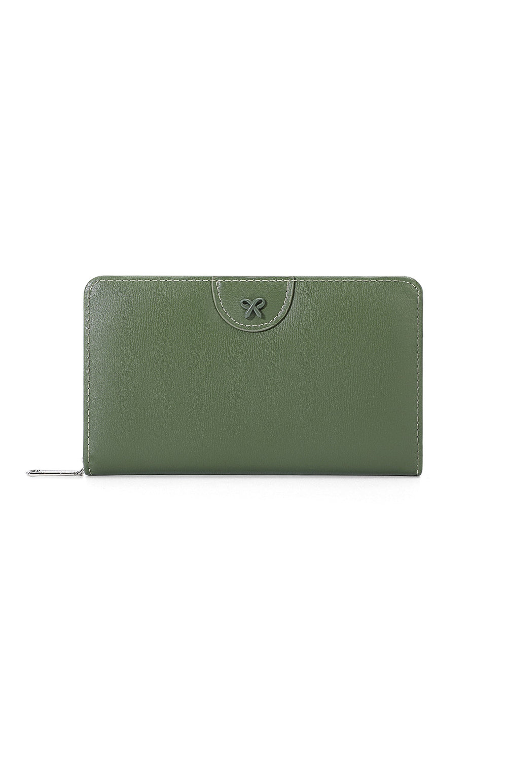 Slim Wallet with Bow Design Zipper Pocket and Card Holder