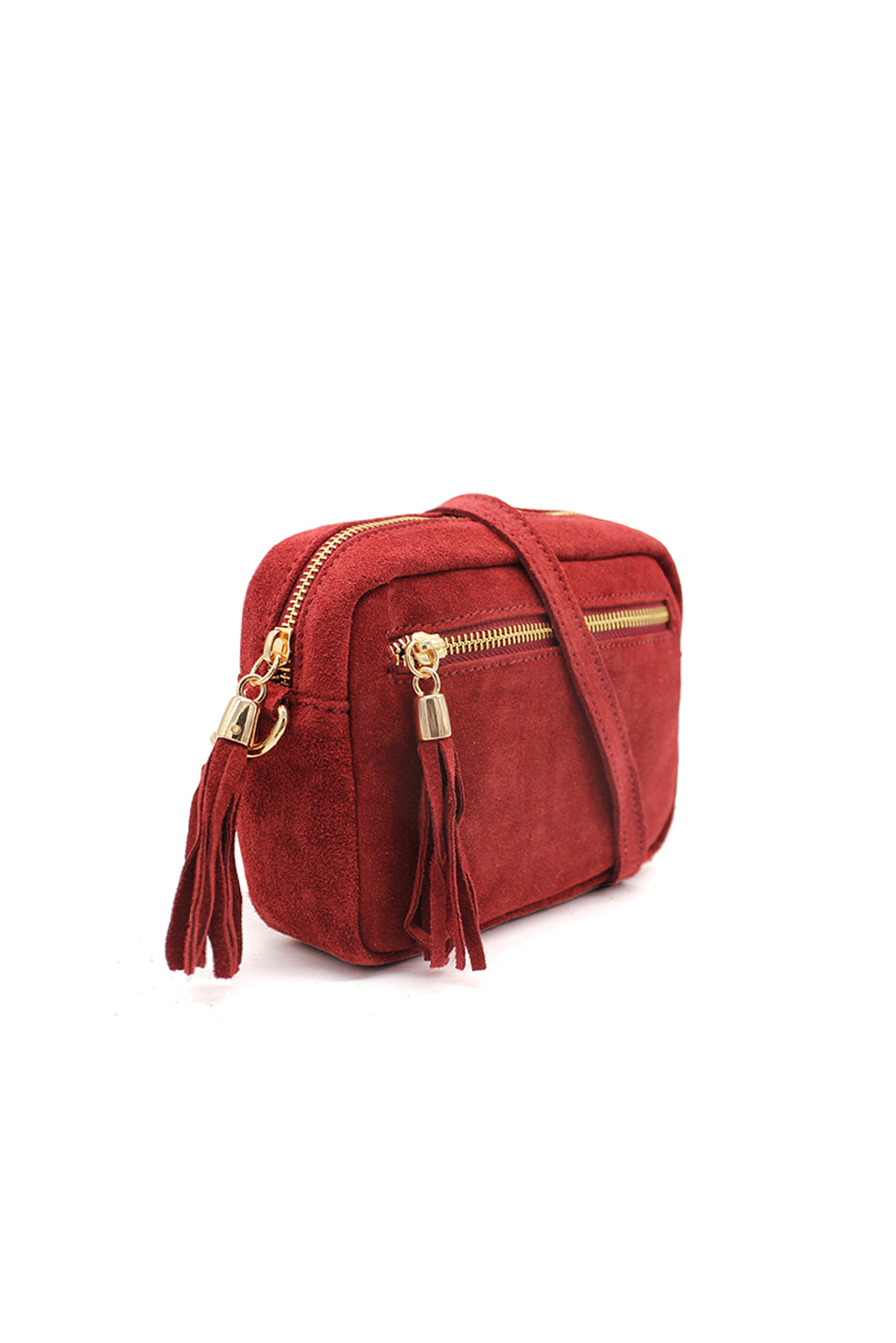 Casual Italian Genuine Suede Crossbody Bag with Tassel Zipper Closure