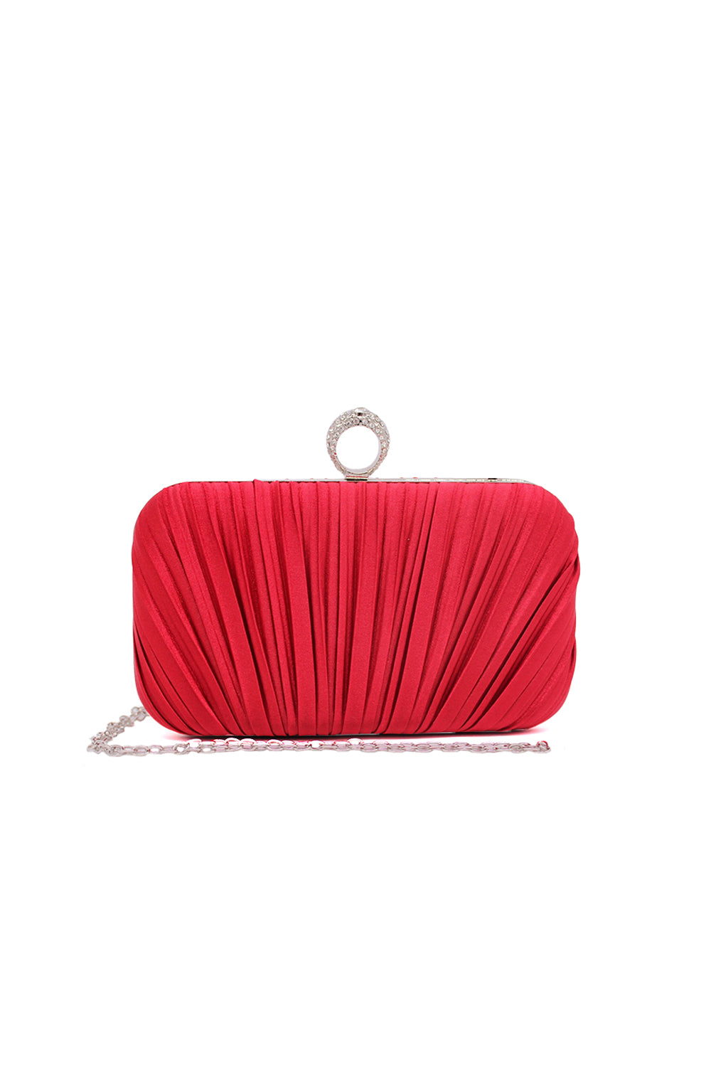 Elegant Pleated Evening Clutch Bag with Ring Handle