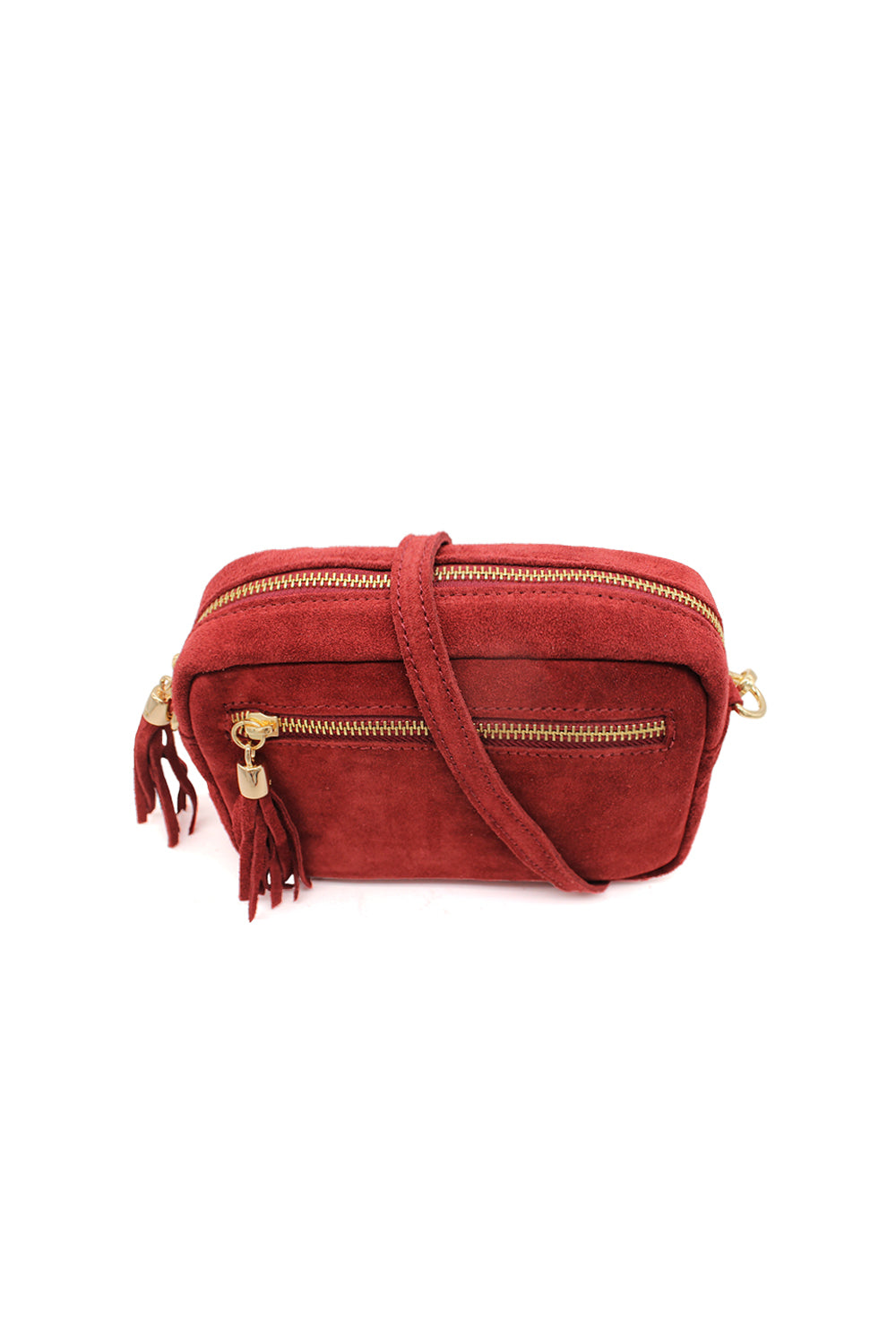 Casual Italian Genuine Suede Crossbody Bag with Tassel Zipper Closure