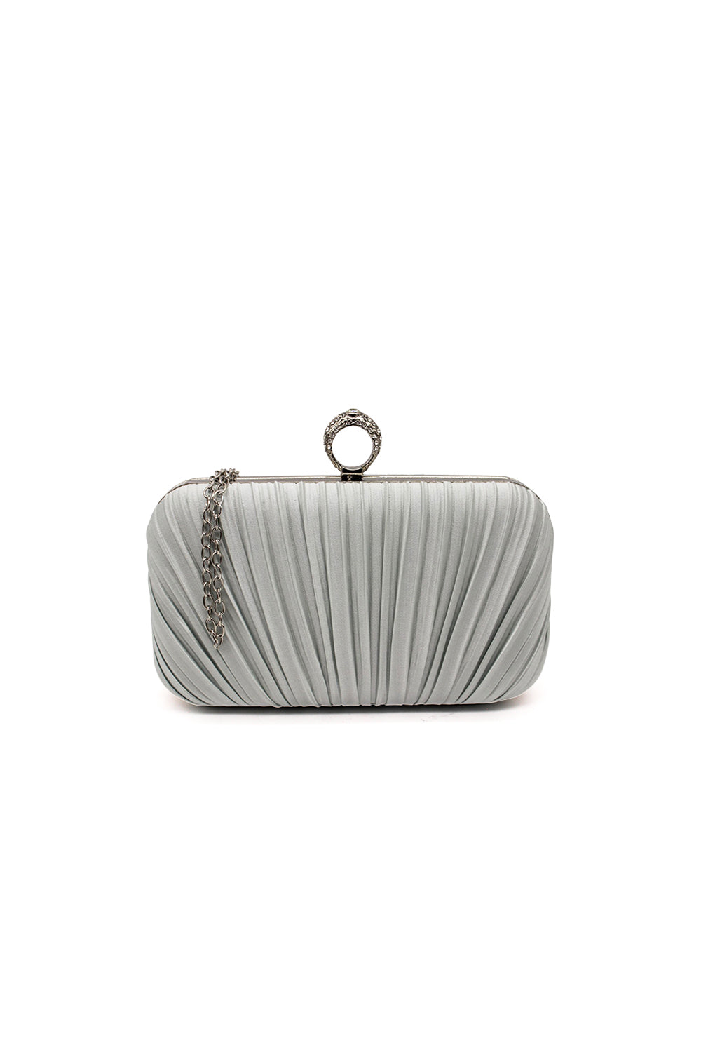 Elegant Pleated Evening Clutch Bag with Ring Handle