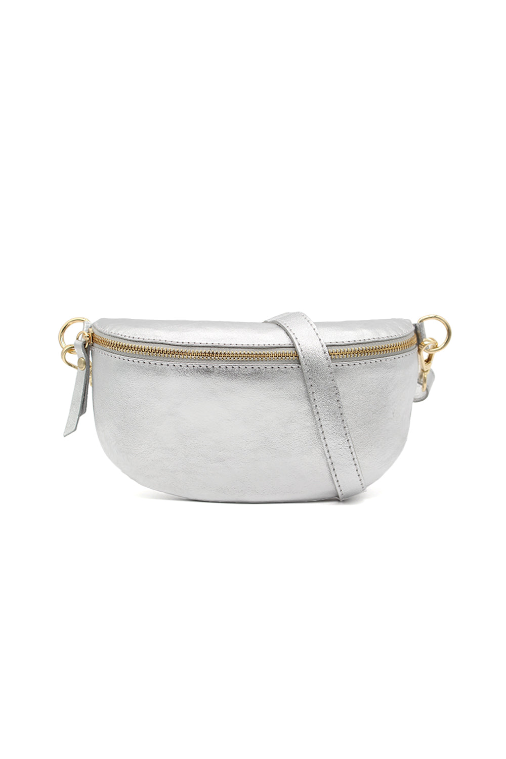 Minimalist Genuine Leather Sling Crossbody Bag with Zippered Closure