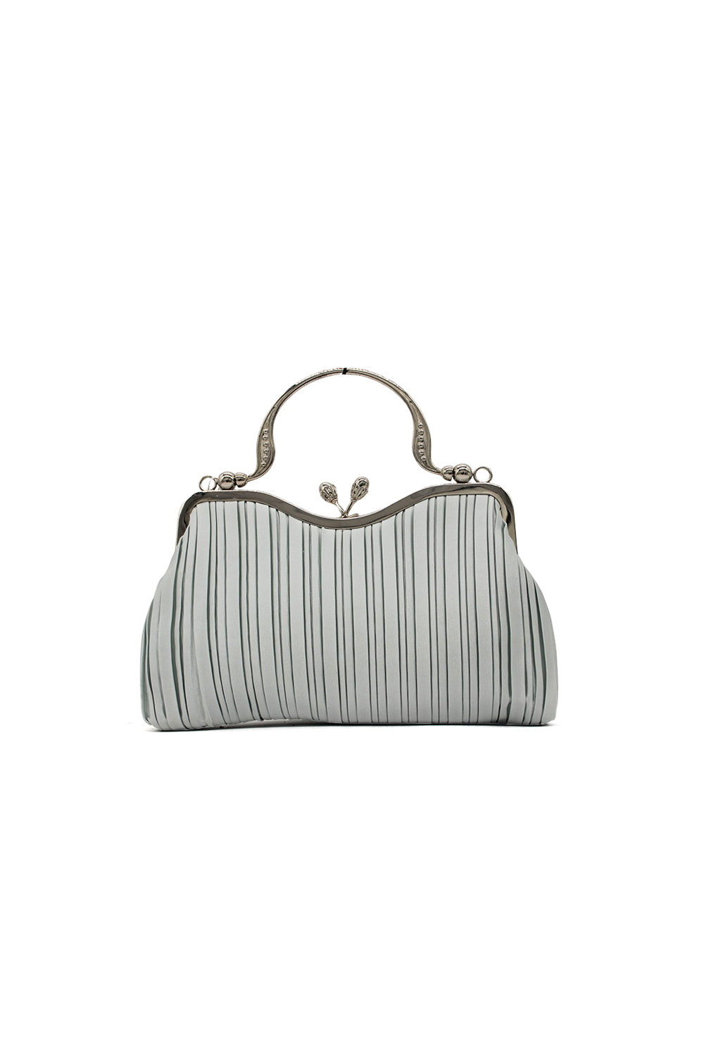 Pleated Clutch Bag with Chain Strap and Top Handle Design