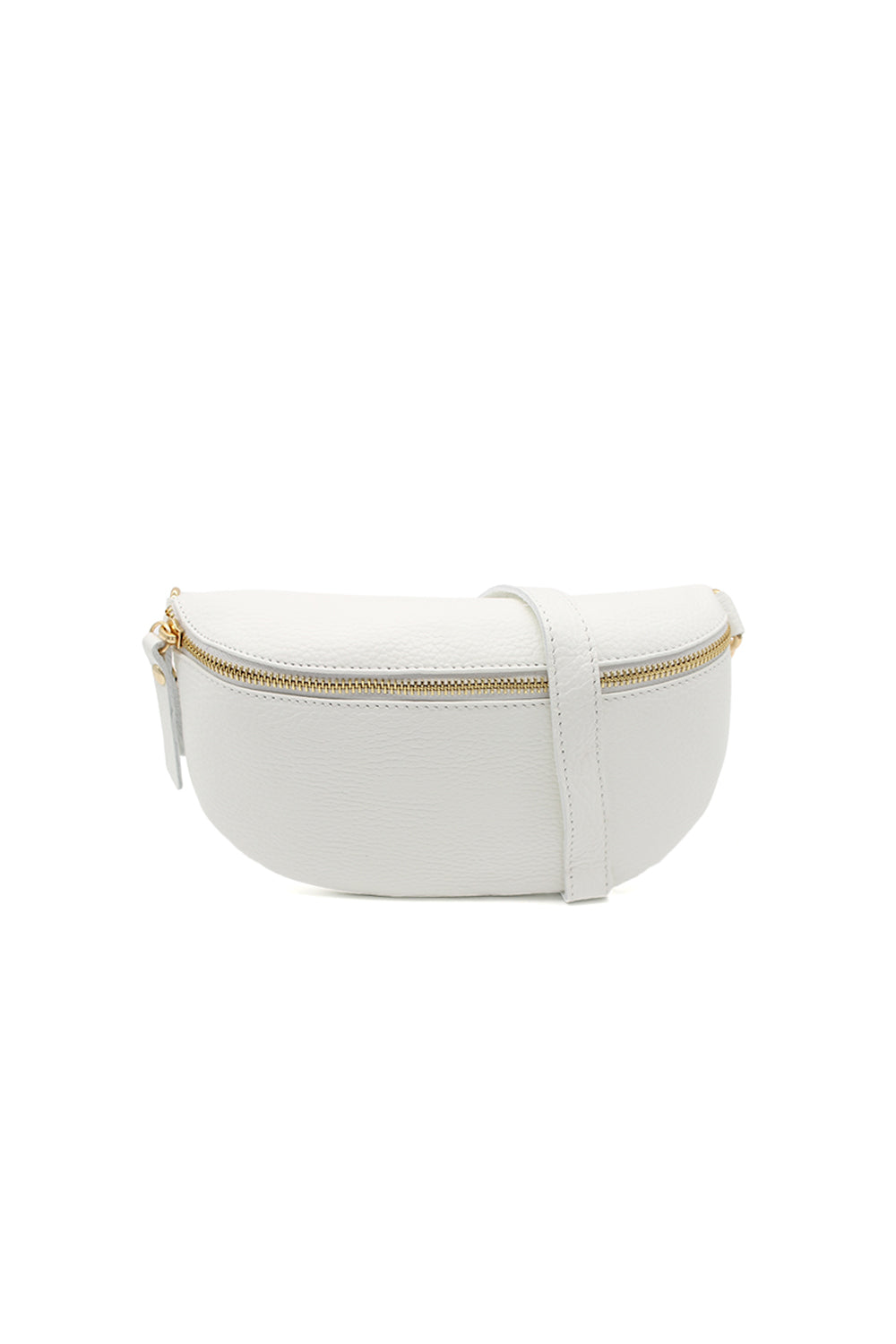 Minimalist Genuine Leather Sling Crossbody Bag with Zippered Closure